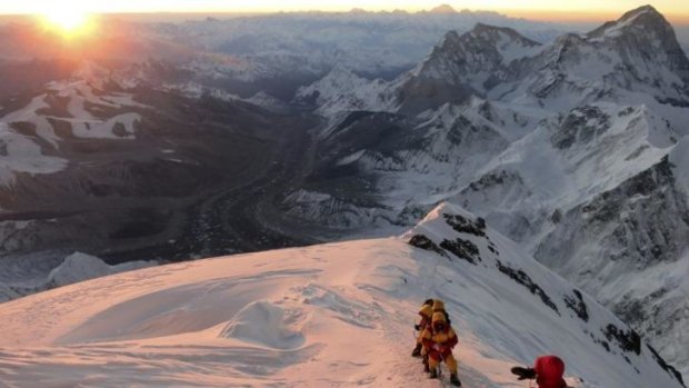 Climbing season: Mountaineers make their way to the summit. File photo by mountain guide Adrian Ballinger of Alpenglow Expeditions.