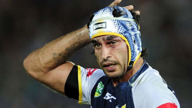 Not happy John: Cowboys co-captain Johnathan Thurston was incensed when ASADA officials knocked on the door of his Townsville home and woke his newborn daughter at 6am on Wednesday to take blood and urine samples.