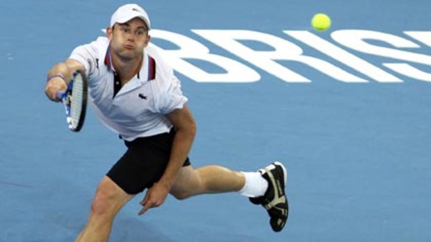 Tough time...world No. 7 Andy Roddick beat big-serving Carsten Ball to advance to the quarter-finals in Brisbane yesterday.