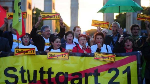 The Stuttgart 21 rail project provokes protests in Berlin.