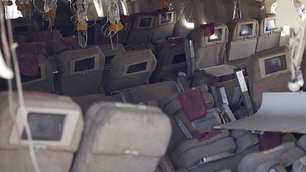 The interior of the plane: the 777 was evacuated before going up in flames.