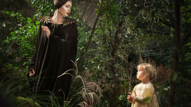 <i>Maleficent</i>: Angelina Jolie with her daughter Vivienne Jolie-Pitt, who was the only young Aurora not to cry at the sight of Jolie.