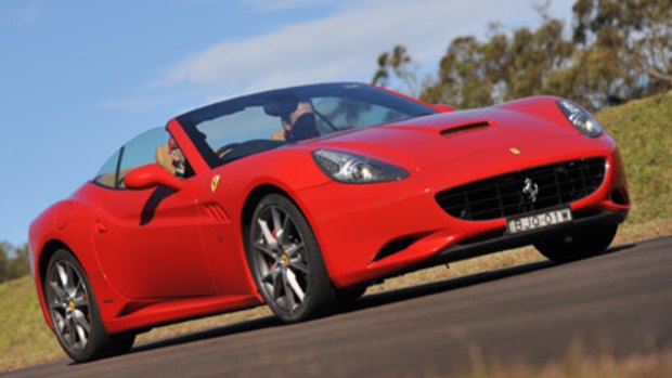 A Ferrari California worth $470,000, similar to the one that was pulled over by police.