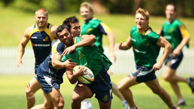 Time to shine ... Kurtley beale at Wallabies' training.