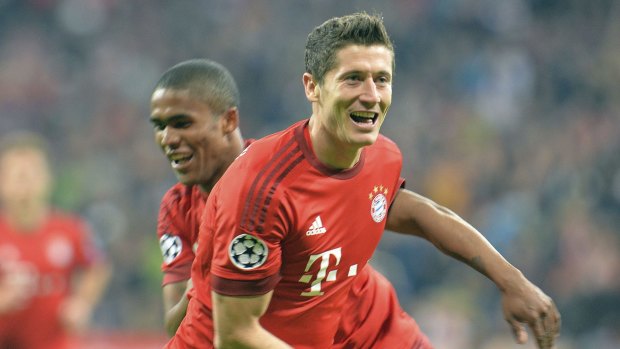 Scoring for fun: Bayern's Robert Lewandowski was front and centre of another rout as the German champions beat Dinamo Zagreb 3-0.