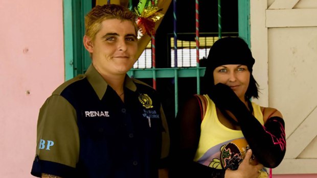Schapelle Corby (right) speaks and laughs with fellow convicted drug mule Renae Lawrence - both are currently serving 20 year sentences in Bali.