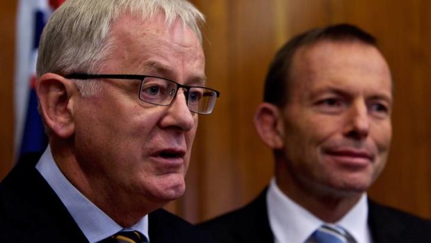 Shadow finance minister Andrew Robb with his leader, Tony Abbott.