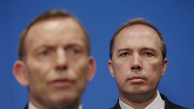 Immigration minister Peter Dutton with former prime minister Tony Abbott.