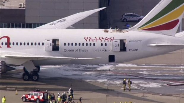 Mystery: an Ethiopian Airlines Dreamliner caught fire at London's Heathrow airport on Friday.