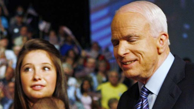 Outspoken ... Bristol Palin, pictured on the campaign trail with John McCain.