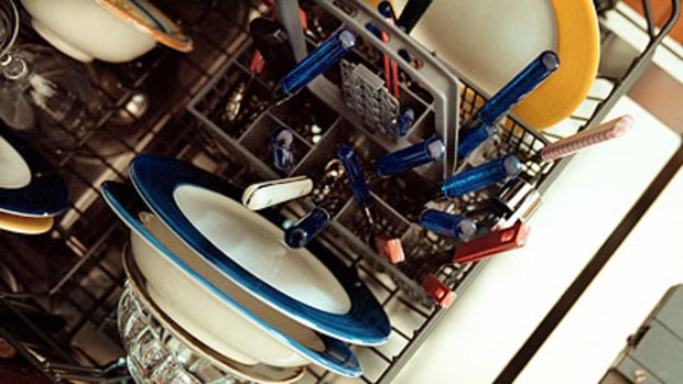 A child has been impaled on a knife after falling into an open dishwasher.