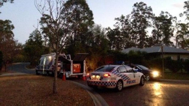 Police outside the Pullenvale home where explosives were found.