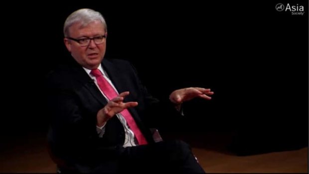 Former prime minister Kevin Rudd speaking at a forum in New York.