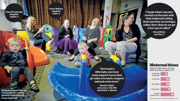 Mothers at Jigsaw Play and Learn preschool activity group in Caulfield North. </i>Photo: Jason South</i>