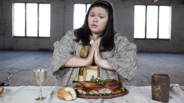 Chicken wing and prayer: Nakkiah Lui.