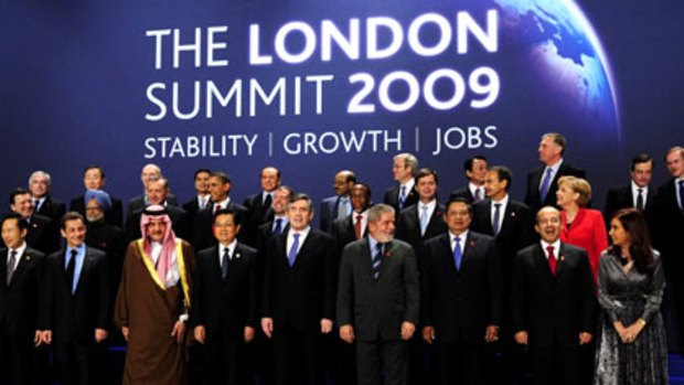 'Family photo' ... the G20 leaders in London.
