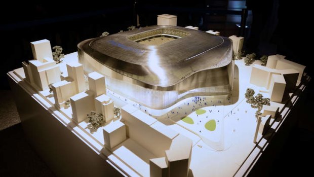 Facelift: A model of the upgraded Santiago Bernabeu football stadium in Madrid.