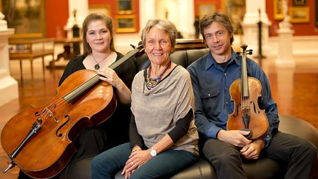 Generous endowment &#8230; Australian String Quartet members Rachel Johnston and Stephen King with Ulrike Klein, centre, of the Ngeringa Farm Arts Foundation.