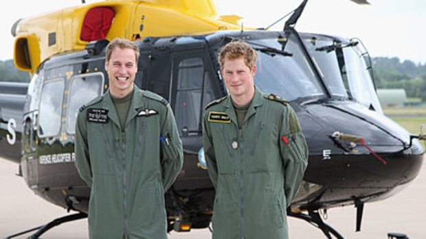 Prince William and Prince Harry at an air force base in Shawbury, England in June.