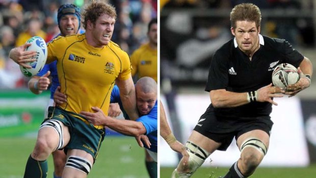 The battle of the flankers ... David Pocock and Richie McCaw.