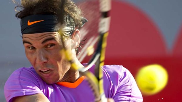 Rafael Nadal in action against Argentine Federico Delbonis in Vina Del Mar, Chile.