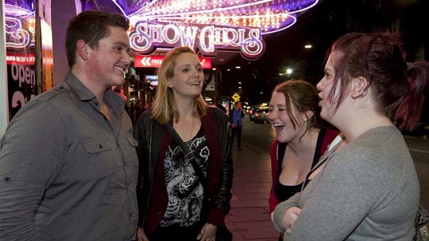 Sweet supervision &#8230; Zachary Hardy, Caitlin Peake, Antonia Wright and Emma Durward enjoy a night out.