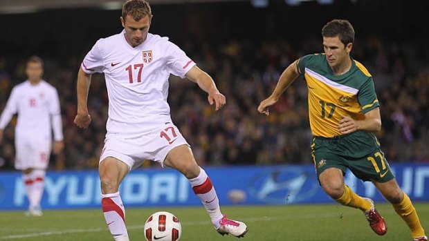 Serbian striker Ranko Despotovic (L) has signed with Sydney FC until the end of the season.