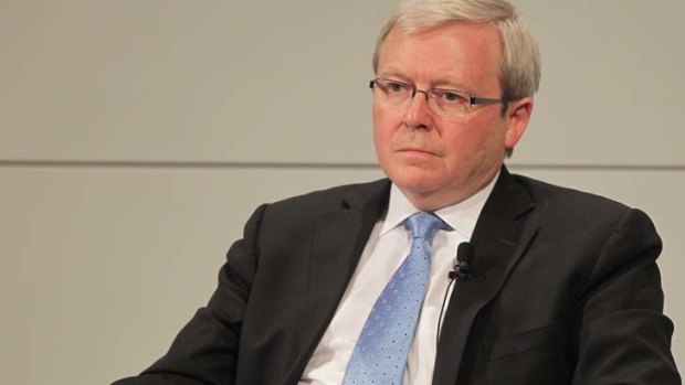 Kevin Rudd at the Munich Security Conference yesterday ... "Abbott would prefer the status quo, given he has the measure of Gillard."