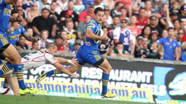 Flying ... Jarryd Hayne has signed a new deal with Parramatta.