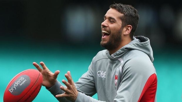 A man down: Lance Franklin trains with the Swans at the SCG during the week.