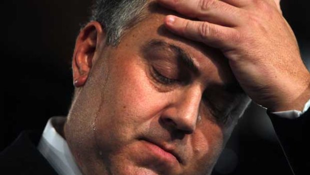 Joe Hockey gives his budget reply at the National Press Club in Canberra.