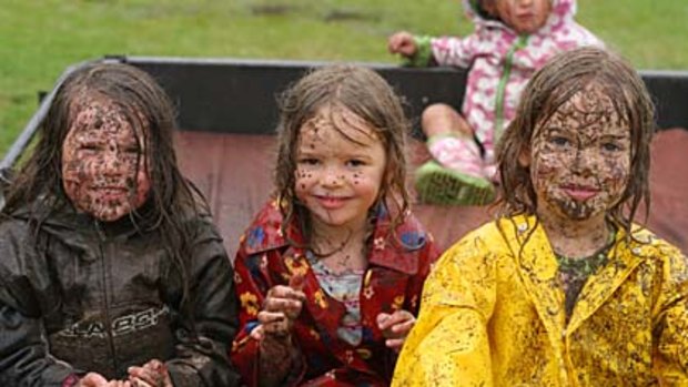 Mud pack ... Summer Lees and Rosey and Mia Elliott go driving.