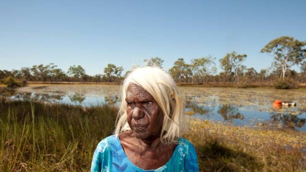 Marra  Elder Betty Roberts at Maria Lagoon on the The Limmen River in the Gulf of Carpentaria.
