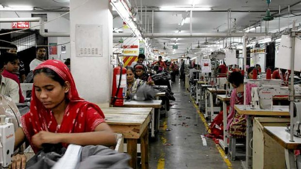 The factory floor at a Dhaka garment factory.