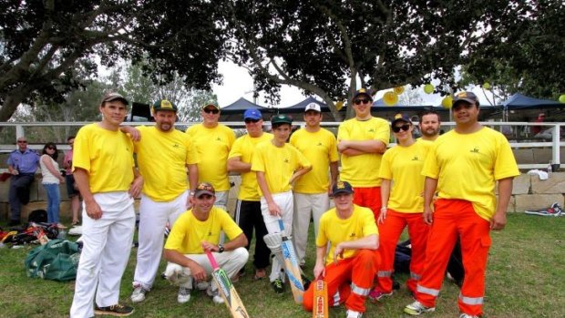 Firefighters from Ipswich, Police from Indooroopilly and SES from Moggill take part in the cricket.