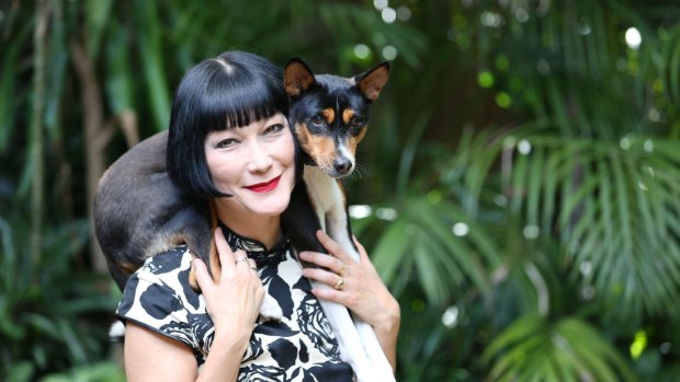 Sydney Chinese New Year Festival curator Claudia Chan Shaw and her dog Spartacus. 