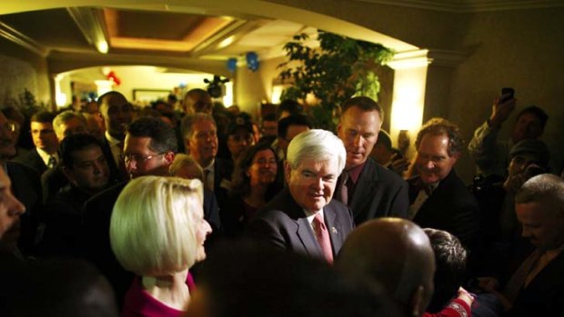 Winner ... Newt Gingrich at a South Carolina primary rally.