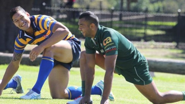 Relaxed: Israel Folau at Monday’s training run.
