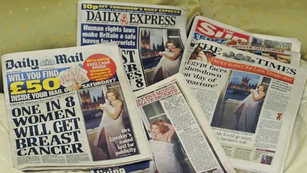 Sally's picture appeared in many of Britain's dailies.