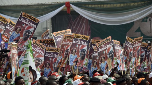 Supporters of Nigerian President Goodluck Jonathan in Lagos.