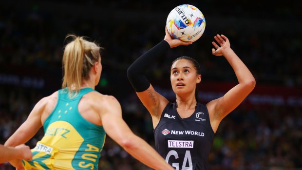 Shoot to thrill: Maria Tutaia of New Zealand shoots during the preliminary victory over Australia.