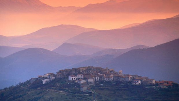 Sunset over Abruzzo mountains.