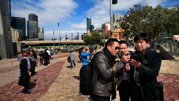 Asian tourists in Melbourne.