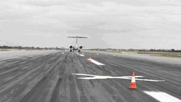 Markings at the centre of a landing fiasco at Perth Airport, where the crew of a Garuda Boeing 737 twice ignored instructions to land.