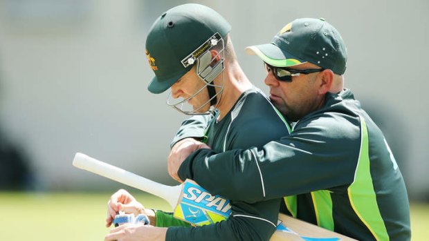 Proud of his boys: Coach Darren Lehmann with Australian cricket captain Michael Clarke.