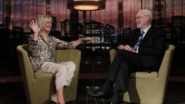 Farewell: Margaret Pomeranz and David Stratton on the set of <i>At the Movies</i>.