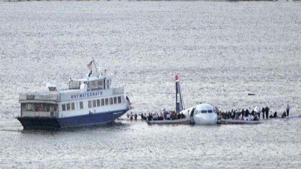 A  US Airways Airbus A320 came down in the Hudson River off Manhattan after hitting a flock of geese.