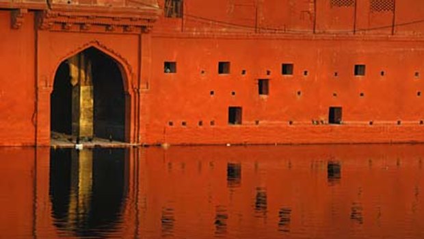 Crackling citadel ... the Gulab Sagar basin at sunset.