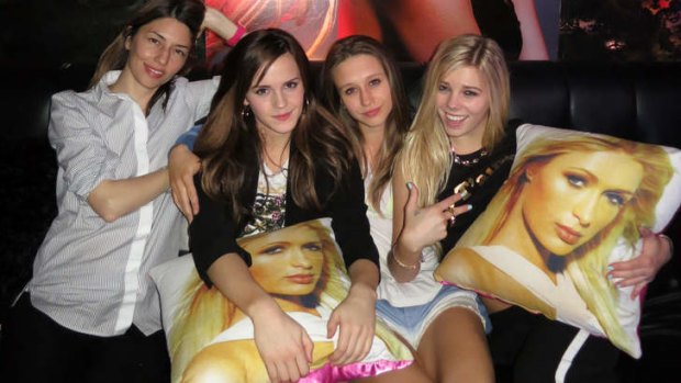 Overwhelming narcissism: Director Sofia Coppola (left) and the cast of <I>The Bling Ring</I>.