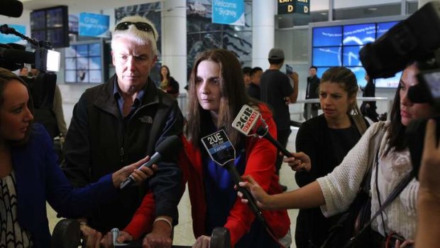 Allyson McConnell arrives in Sydney after leaving Canada where she was convicted of drowning her two children.